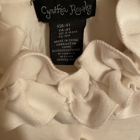 Cynthia Rowley Lined White Winter Coat 4T - Picture 2 of 4